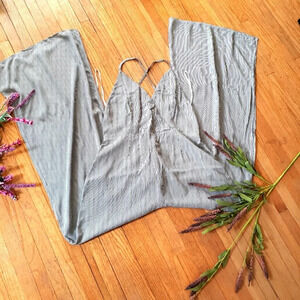 William B Jumpsuit / Vertical Stripes / Wide leg / Backout / Medium